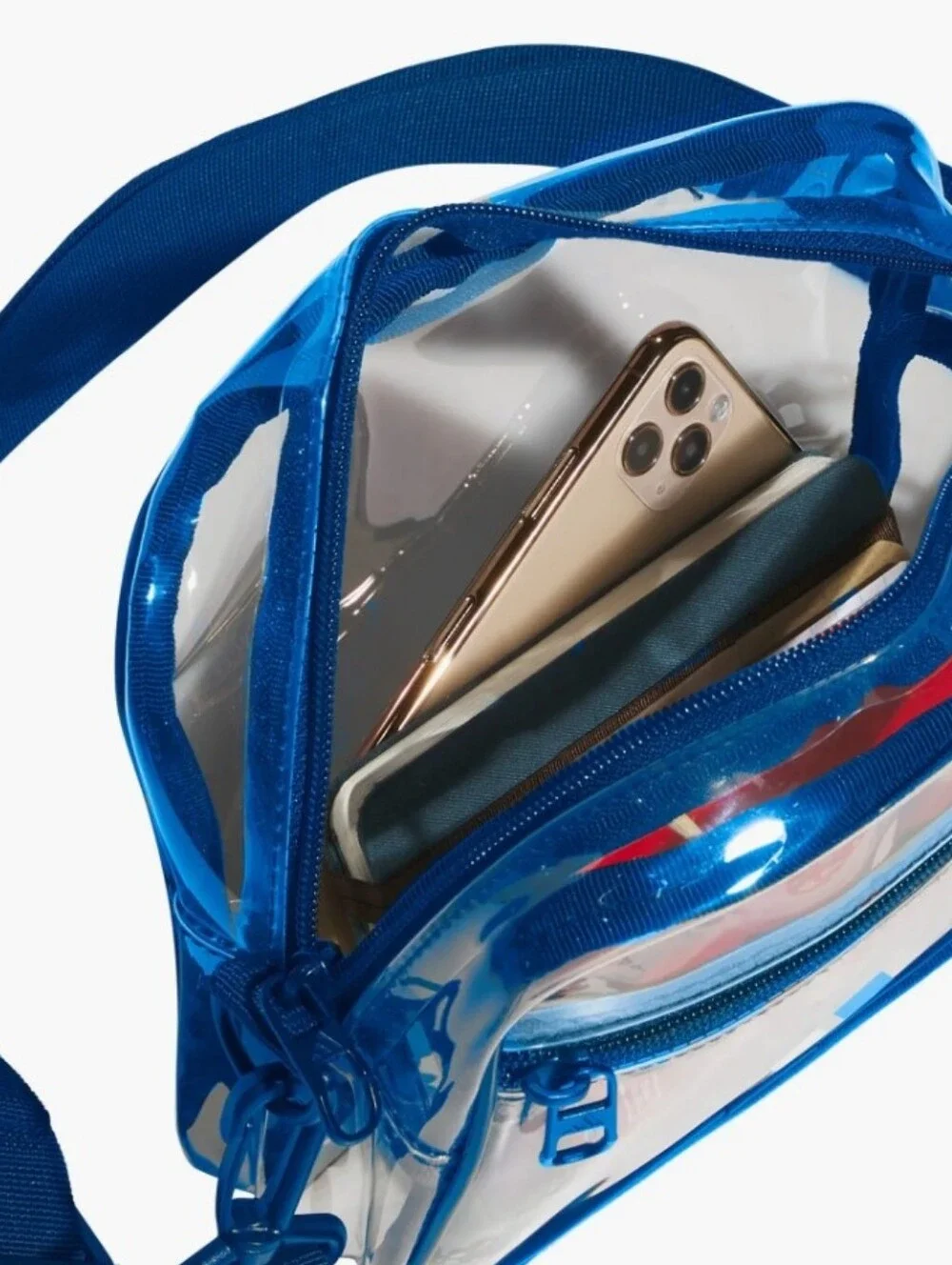 Adidas Originals Transparent Crossbody Bag- Clear Bold Blue Scarlet